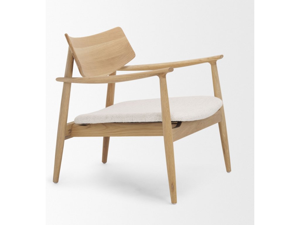 Light Brown Oak Wood w/ Cream Fabric Accent Chair - image 6