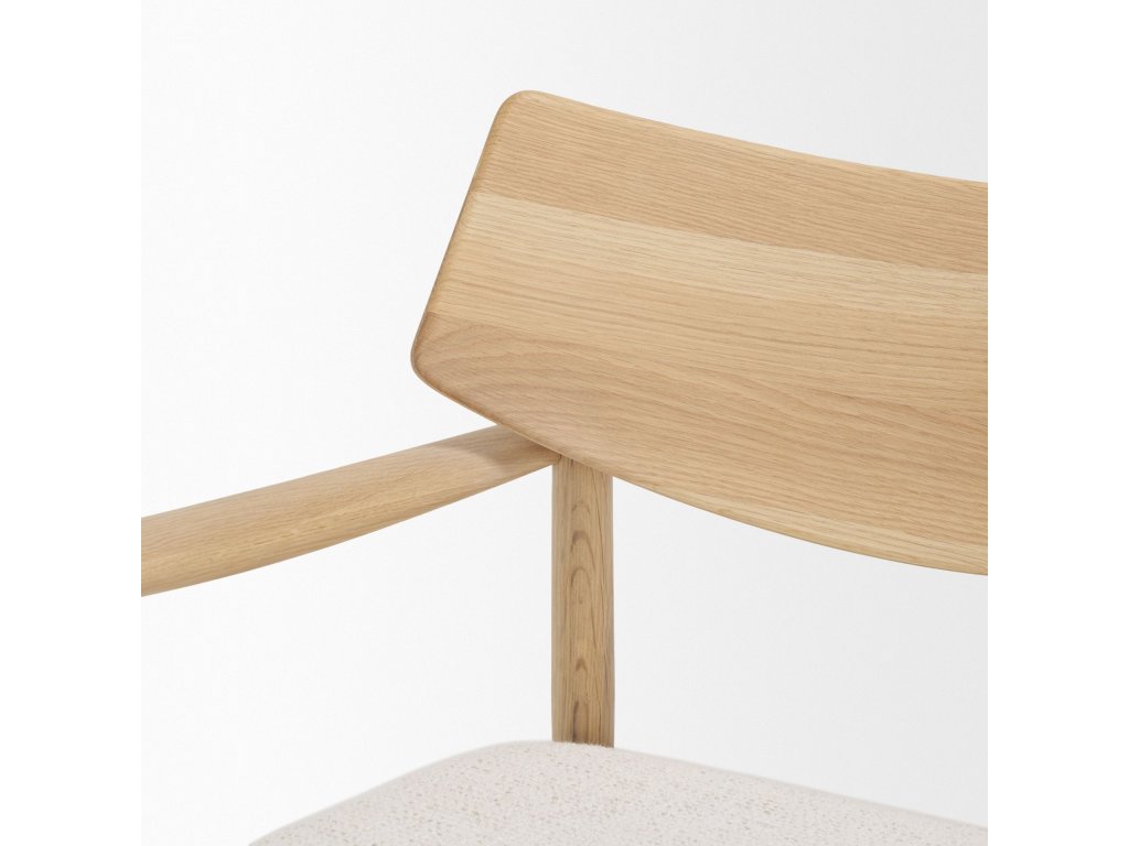 Light Brown Oak Wood w/ Cream Fabric Accent Chair - image 7