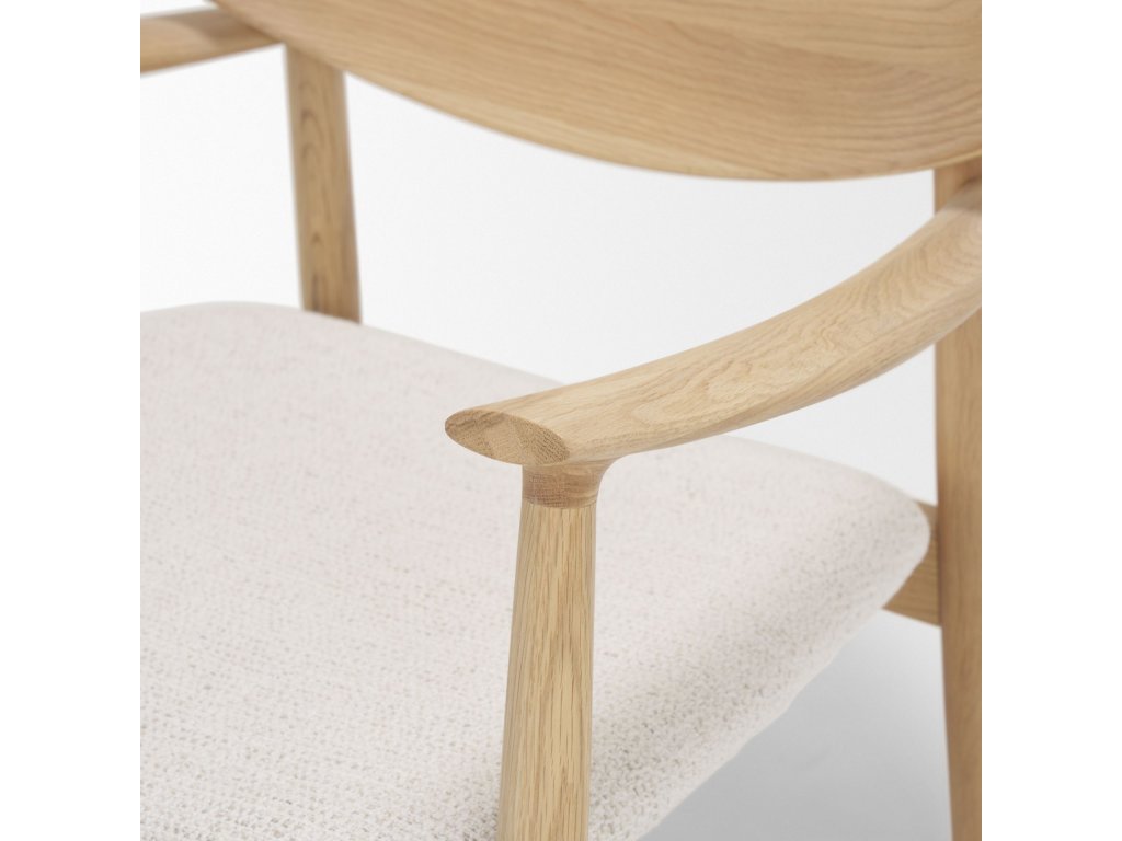 Light Brown Oak Wood w/ Cream Fabric Accent Chair - image 8