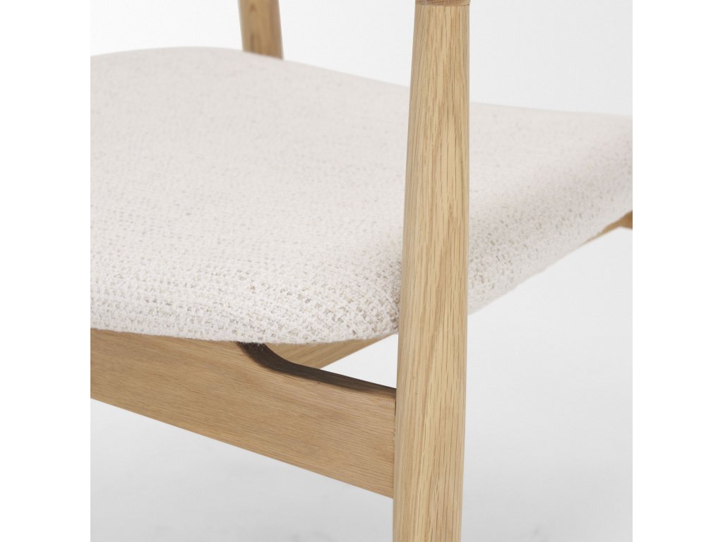 Light Brown Oak Wood w/ Cream Fabric Accent Chair - image 9