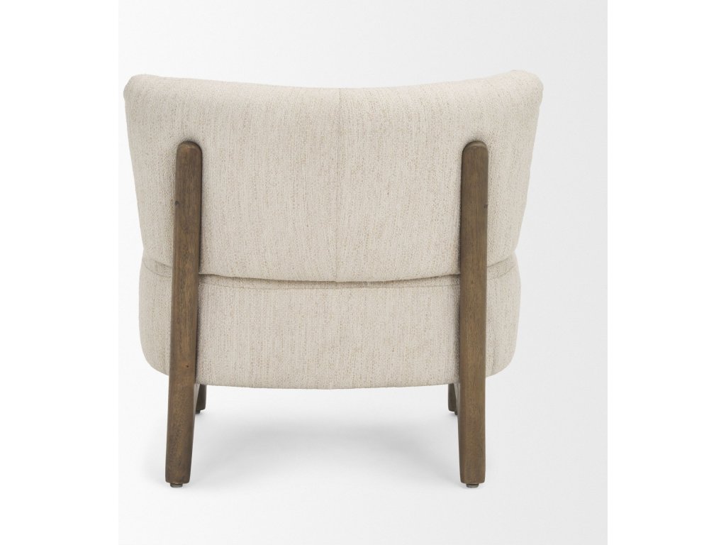 Dark Brown Wood w/ Cream Fabric Accent Chair - image 5