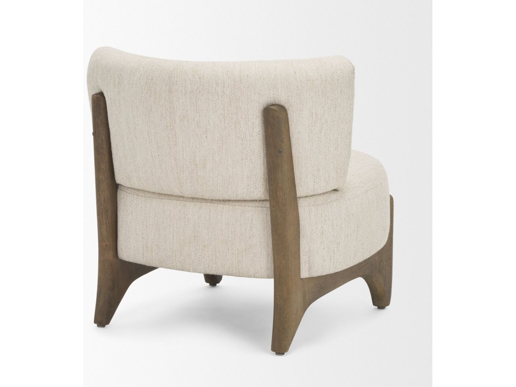 Dark Brown Wood w/ Cream Fabric Accent Chair - image 6