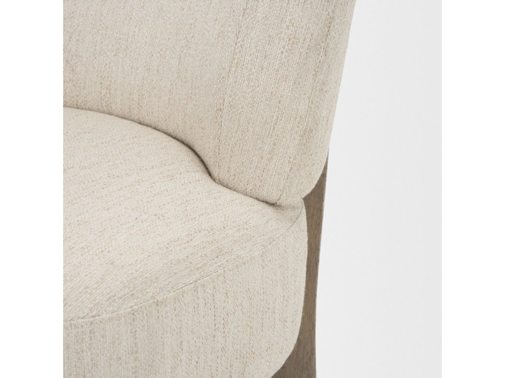Dark Brown Wood w/ Cream Fabric Accent Chair - image 9