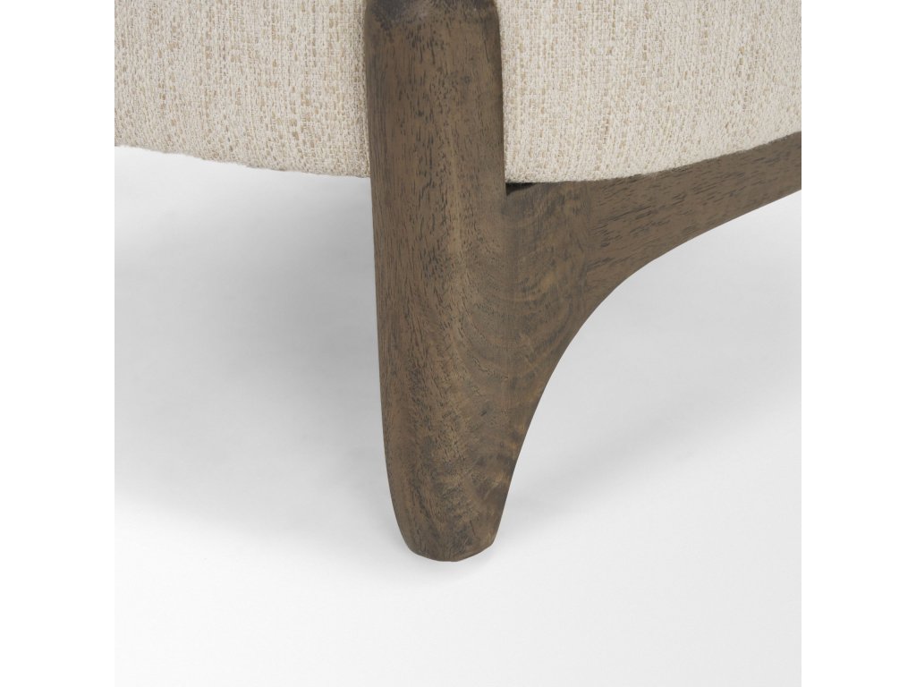 Dark Brown Wood w/ Cream Fabric Accent Chair - image 11