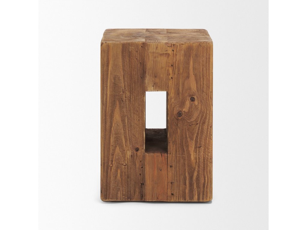 Natural Wood Block Accent Stool - image 4
