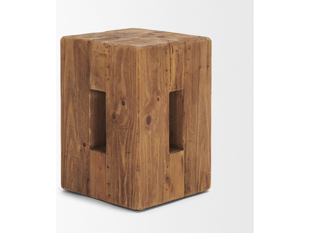Natural Wood Block Accent Stool - image 5