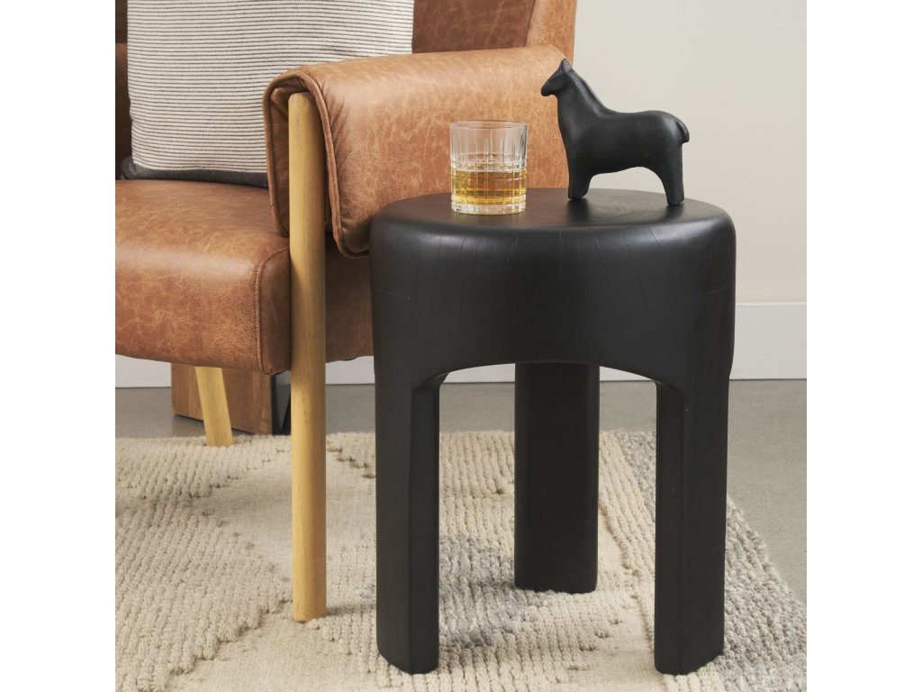 Solid Black Wooden Stool - image 2