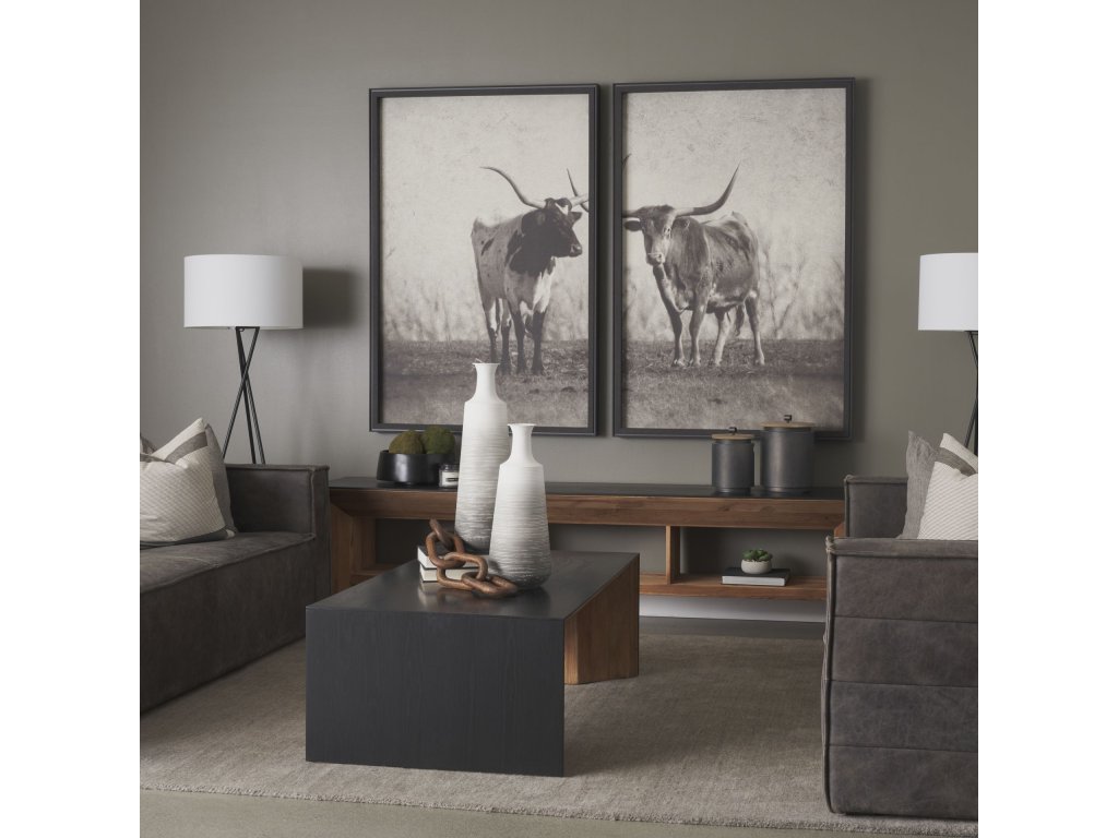 Natural Wood w/ Black Oak Waterfall Media Coffee Table - image 1