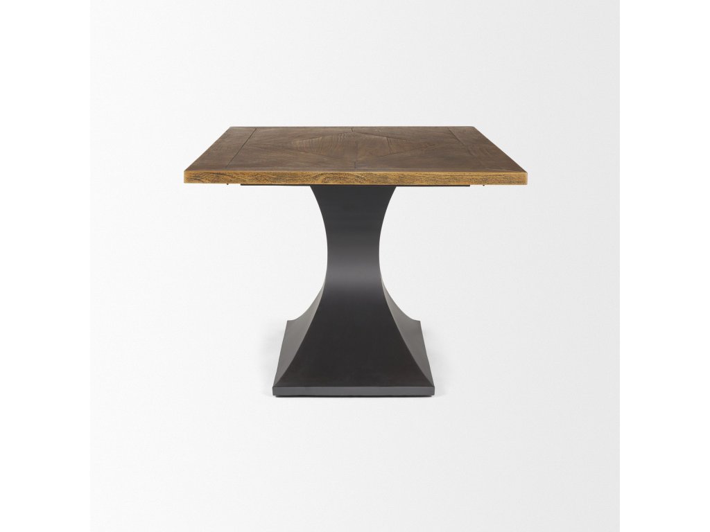 II 79X39 Rectangular Brown Solid Wood Top Dark Gunmetal Base Dining Table - image 4