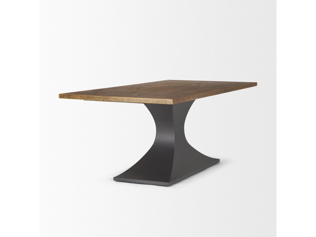 II 79X39 Rectangular Brown Solid Wood Top Dark Gunmetal Base Dining Table - image 5
