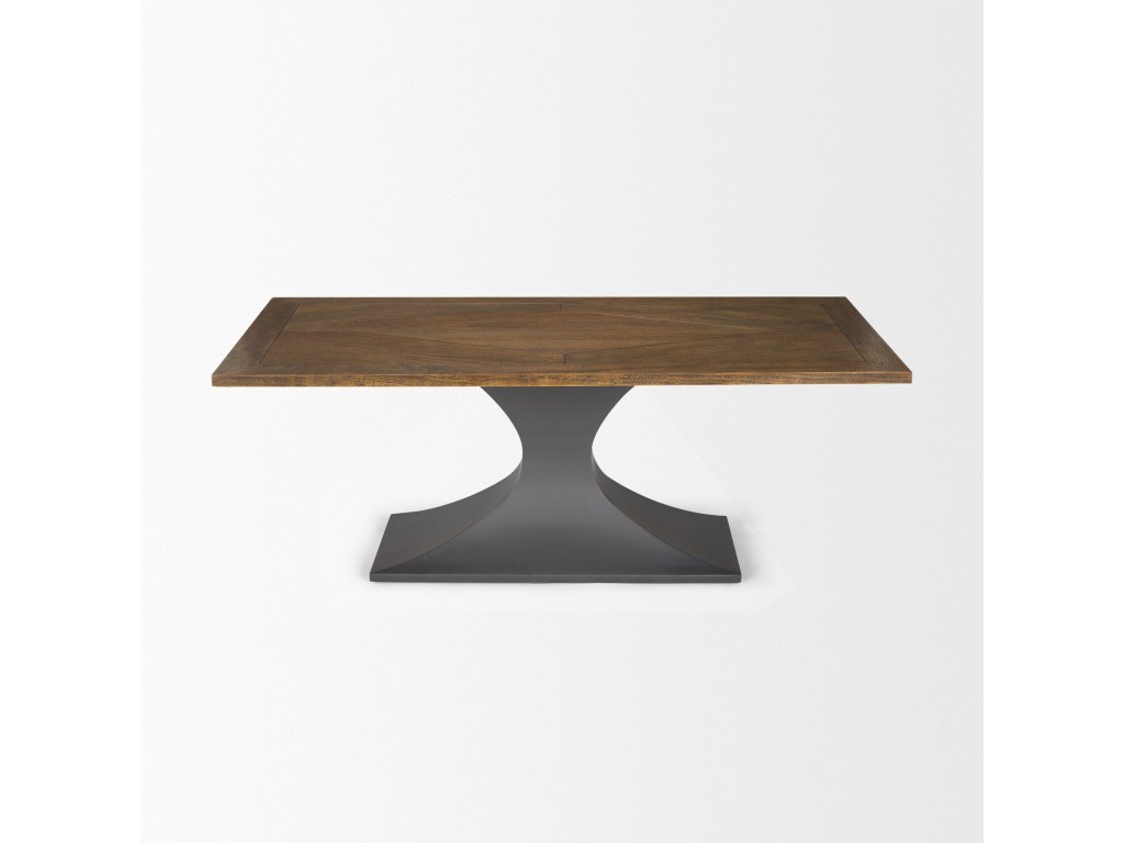 II 79X39 Rectangular Brown Solid Wood Top Dark Gunmetal Base Dining Table - image 6