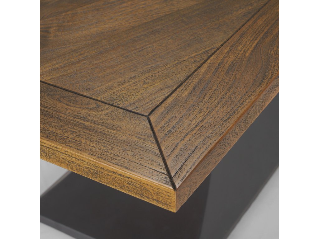 II 79X39 Rectangular Brown Solid Wood Top Dark Gunmetal Base Dining Table - image 8
