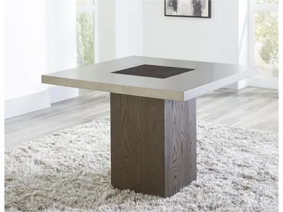 Modesto Concrete Top Wood Base Dining Table in Natural Concrete and French Roast