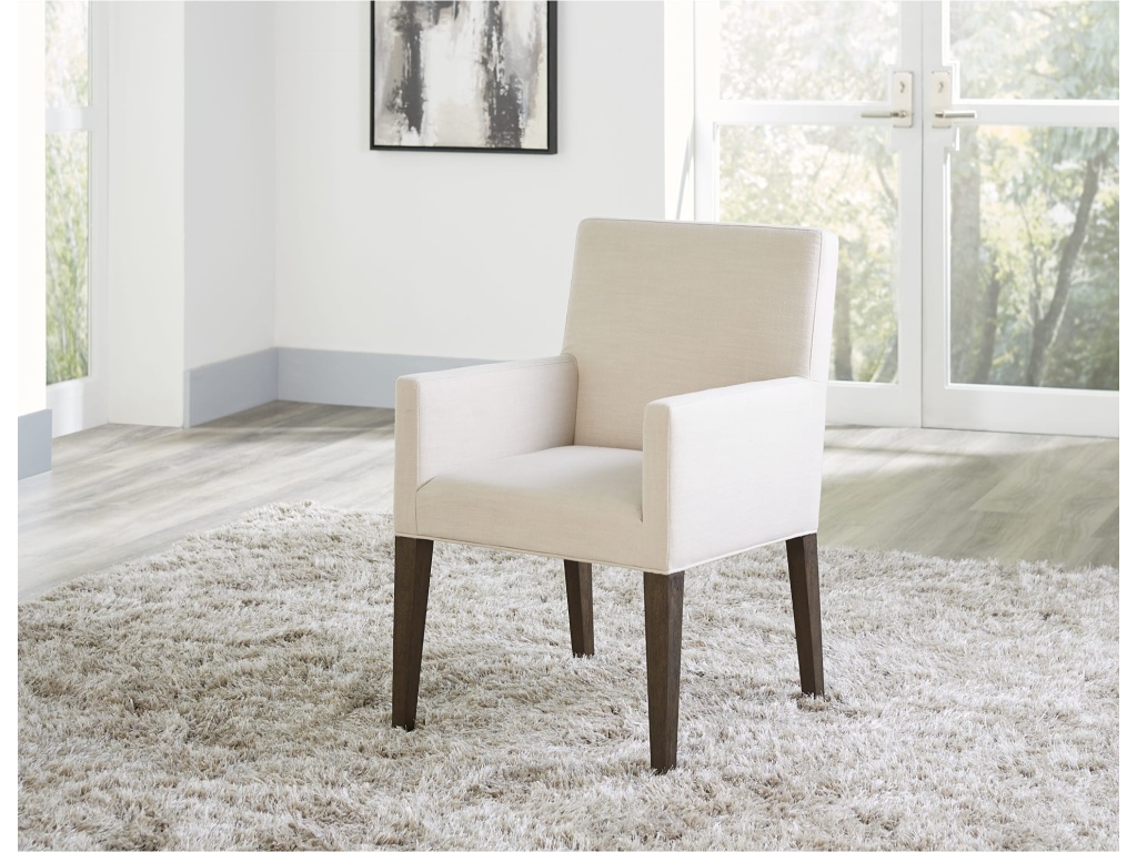 Modesto Upholstered Arm Chair in Abalone Linen and French Roast - main image