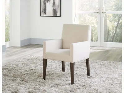 Modesto Upholstered Arm Chair in Abalone Linen and French Roast