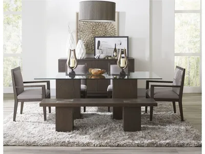 Modesto Wood Frame Upholstered Arm Chair in Koala Linen and French Roast