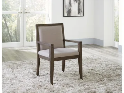 Modesto Wood Frame Upholstered Arm Chair in Koala Linen and French Roast