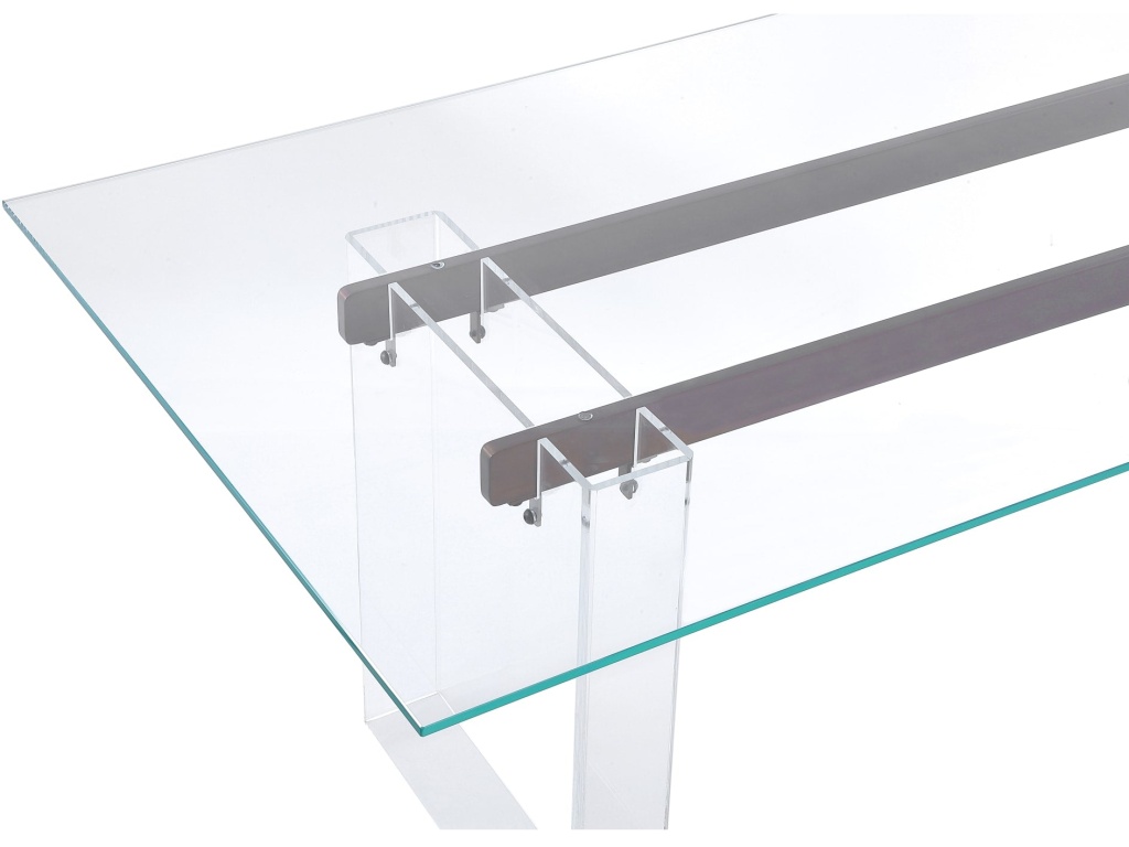 Moorea Double Pedestal Rectangular Dining Table in Clear Acrylic, Glass and Bronze Metal - image 1