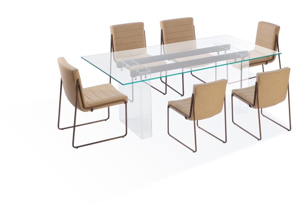 Moorea Double Pedestal Rectangular Dining Table in Clear Acrylic, Glass and Bronze Metal - image 2