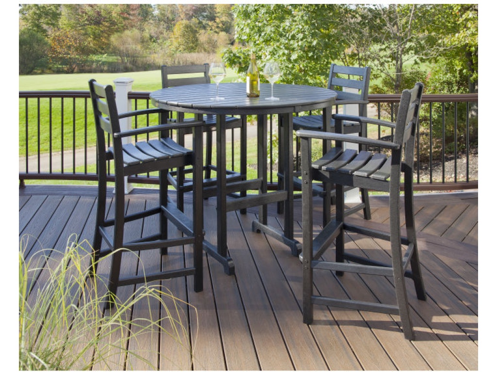 Trex Outdoor Furniture Monterey Bay 5-Piece Round Bar Set Bar & Counter Set, alternate view 2