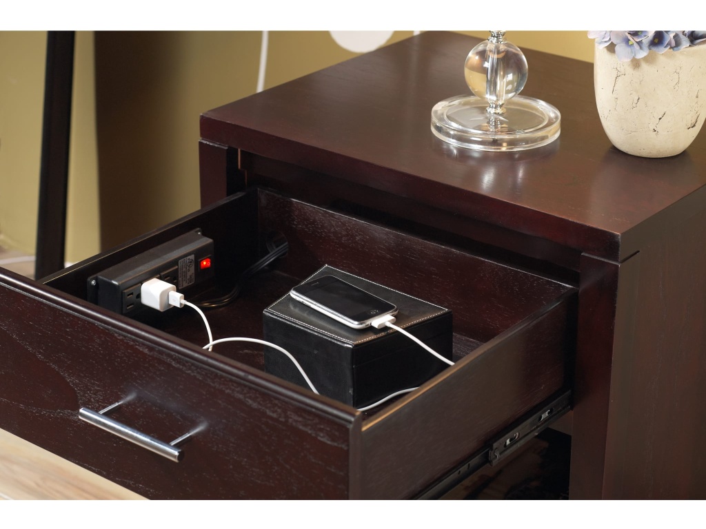 Nevis Charging Station Nightstand in Espresso - main image