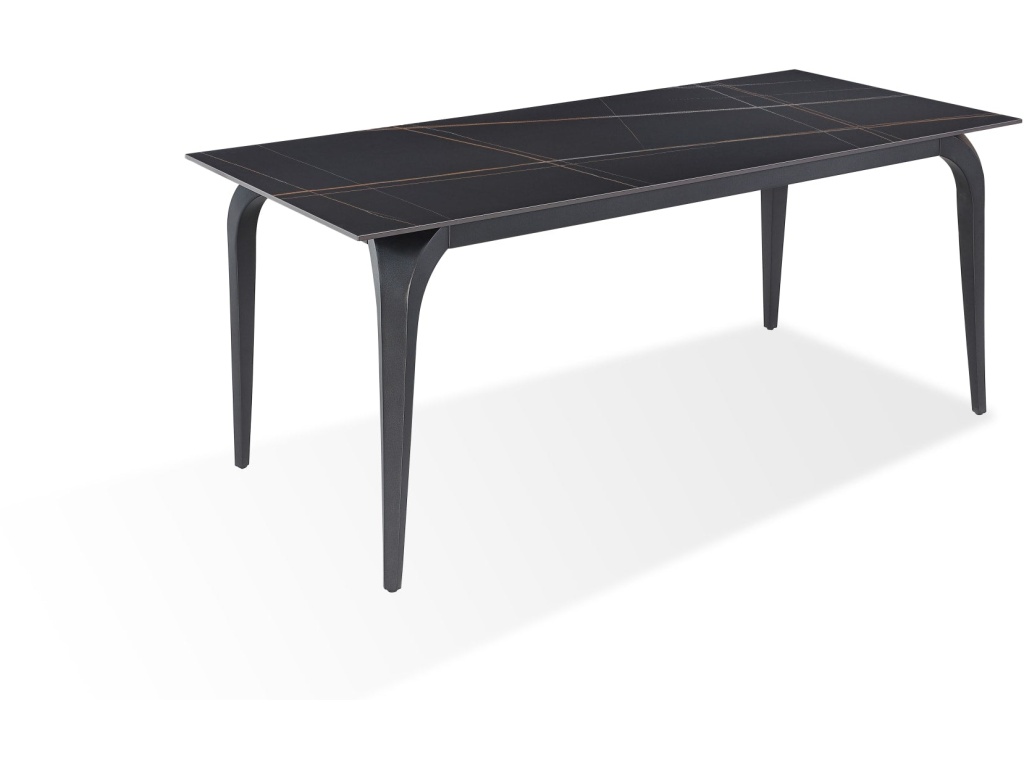 Nicoya Stone Top Rectangular Dining Table in Black Stone and Black Metal - image 1