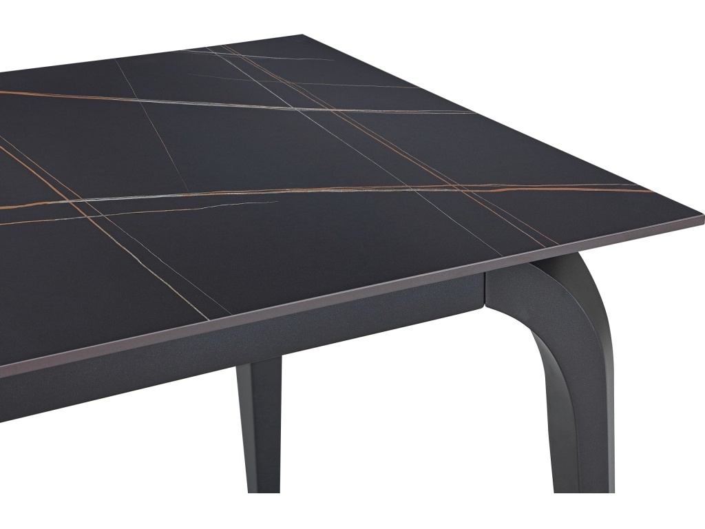 Nicoya Stone Top Rectangular Dining Table in Black Stone and Black Metal - image 4