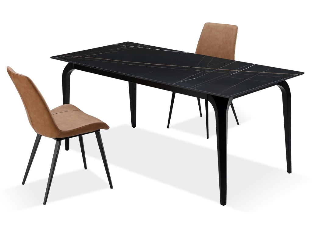 Nicoya Stone Top Rectangular Dining Table in Black Stone and Black Metal - image 6
