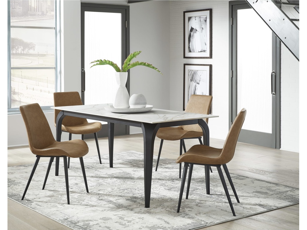Nicoya Stone Top Rectangular Dining Table in Pumpkin Spice Stone and Black Metal - image 1
