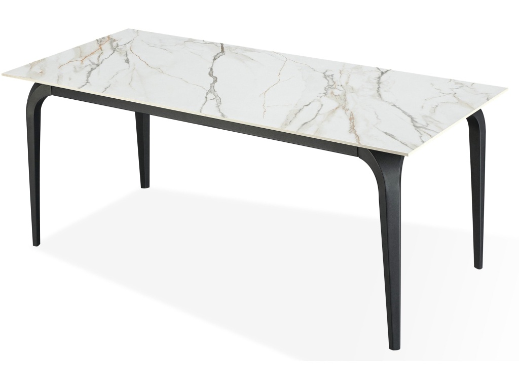 Nicoya Stone Top Rectangular Dining Table in Pumpkin Spice Stone and Black Metal - image 3