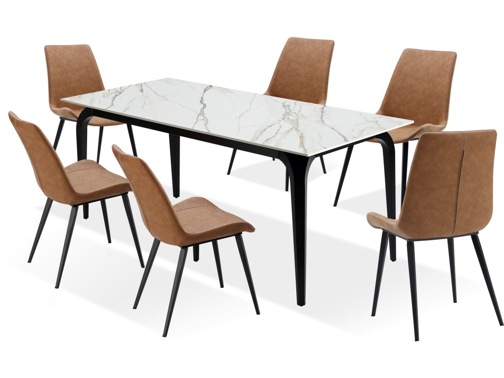 Nicoya Stone Top Rectangular Dining Table in Pumpkin Spice Stone and Black Metal - image 6
