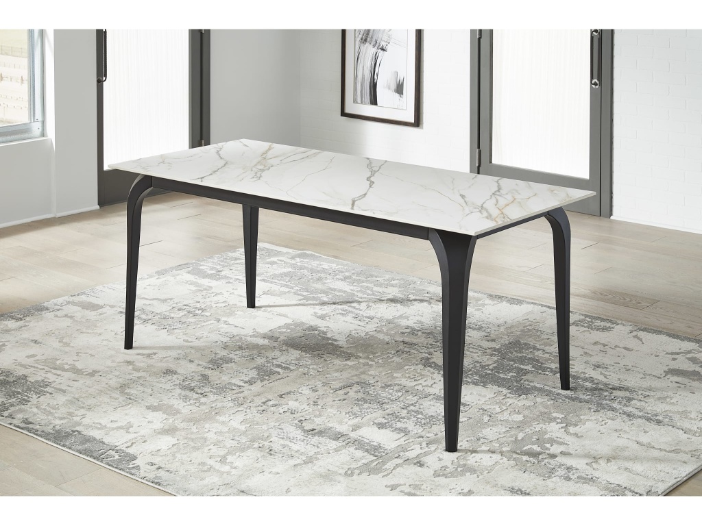 Nicoya Stone Top Rectangular Dining Table in Pumpkin Spice Stone and Black Metal - main image