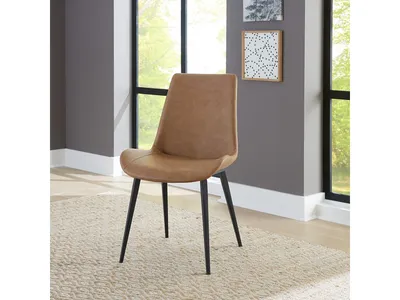 Nicoya Upholstered Dining Chair in Buckskin Synthetic Leather and Black