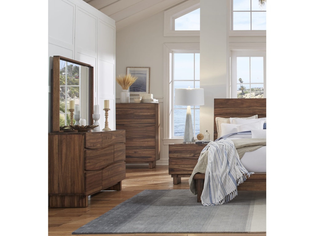 Ocean Five Drawer Solid Wood Chest in Natural Sengon (2024) - main image