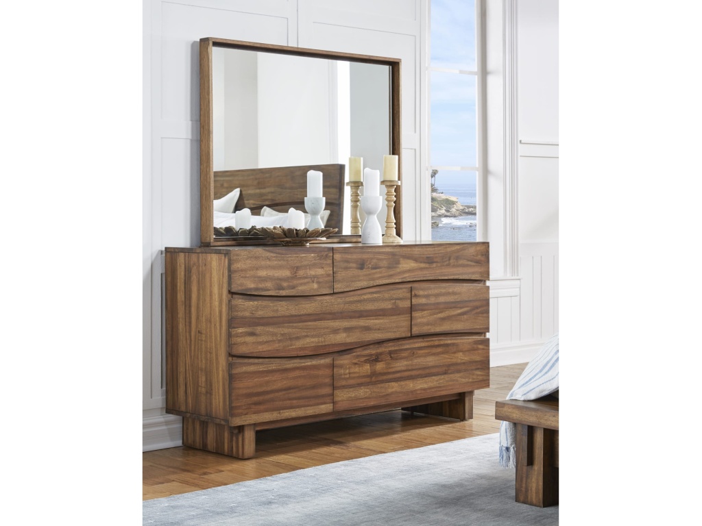 Ocean Six Drawer Solid Wood Dresser in Natural Sengon (2024) - image 3