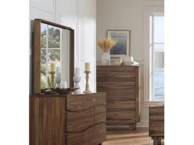 Ocean Solid Wood Floating Glass Mirror in Natural Sengon - Alternative View