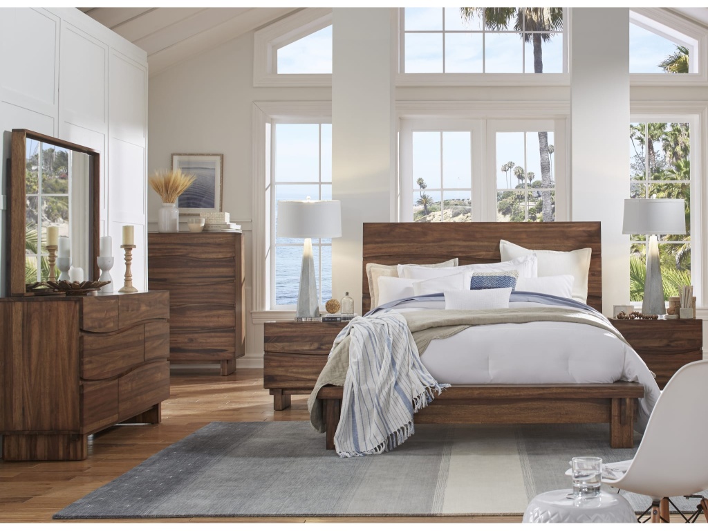 Ocean Solid Wood Platform Bed in Natural Sengon - image 1