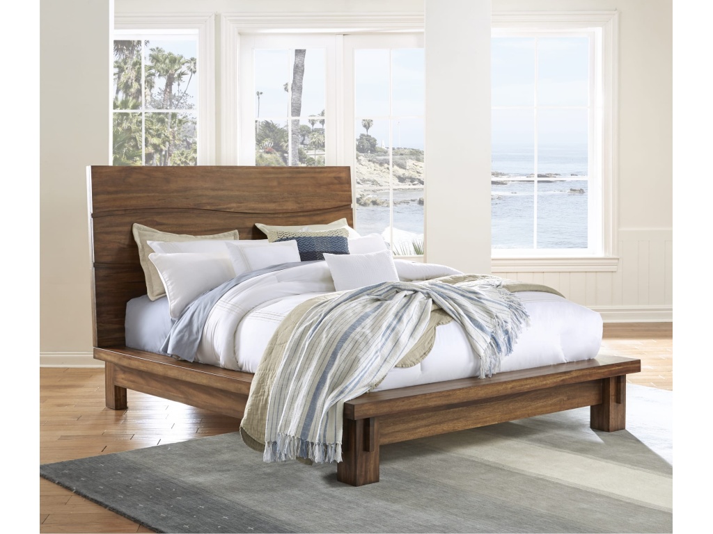 Ocean Solid Wood Platform Bed in Natural Sengon - main image
