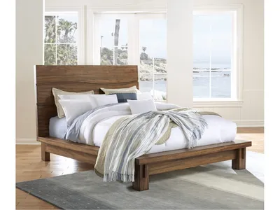Ocean Solid Wood Platform Bed in Natural Sengon