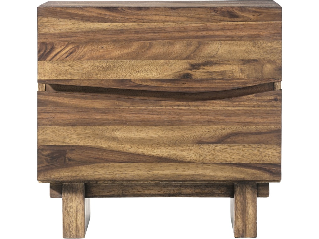 Ocean Two Drawer Solid Wood Nightstand in Natural Sengon - image 3