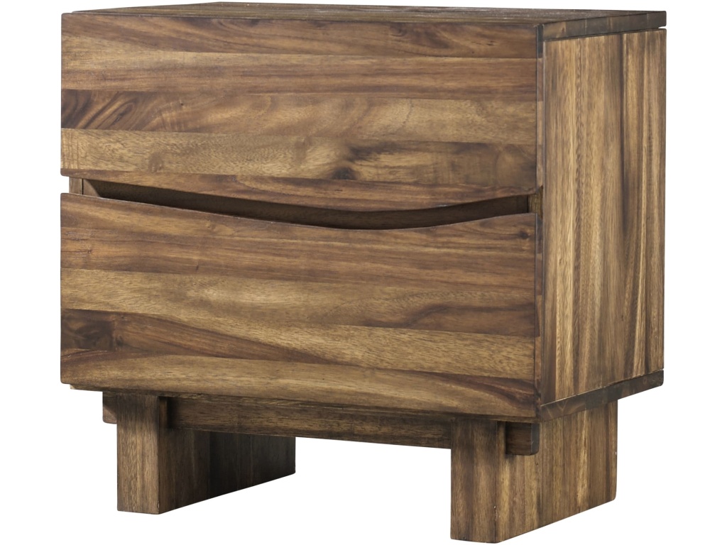 Ocean Two Drawer Solid Wood Nightstand in Natural Sengon - image 4