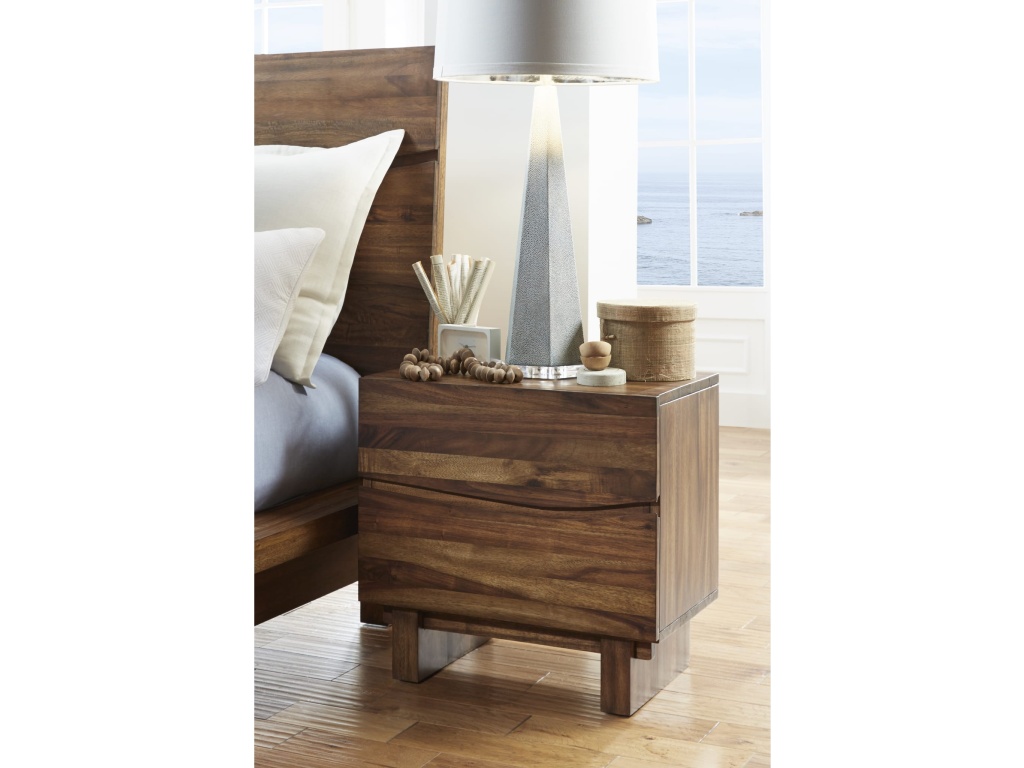 Ocean Two Drawer Solid Wood Nightstand in Natural Sengon - main image