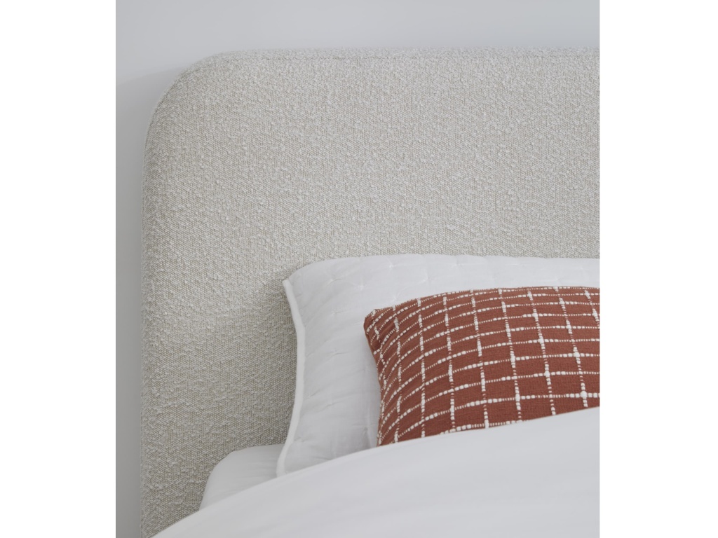Off-White Upholstered Platform Bed in Ricotta Boucle - image 3