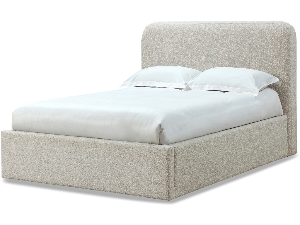 Off-White Upholstered Platform Bed in Ricotta Boucle - image 4