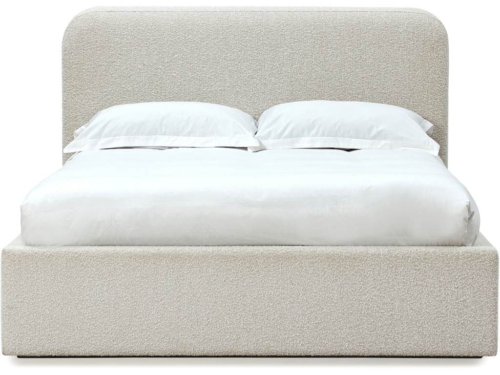 Off-White Upholstered Platform Bed in Ricotta Boucle - image 5