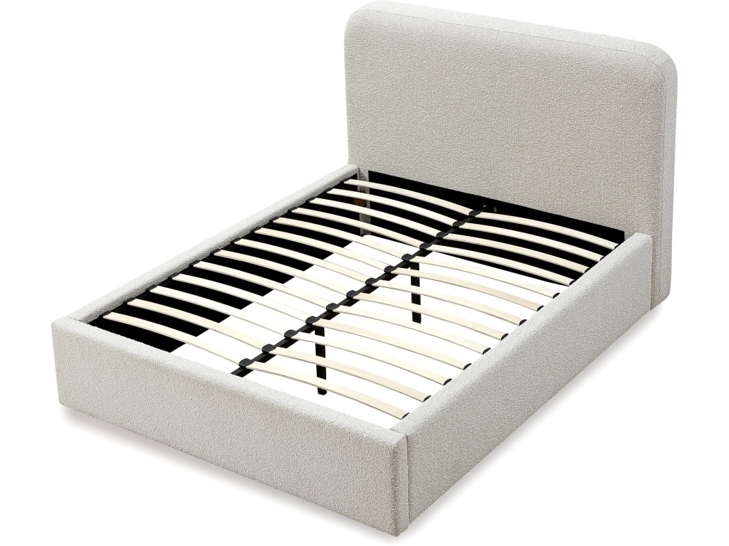 Off-White Upholstered Platform Bed in Ricotta Boucle - image 7