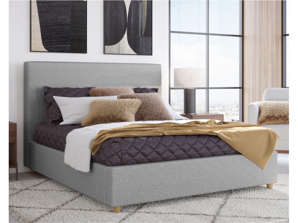 Olivia Upholstered Platform Bed in Pewter - main image