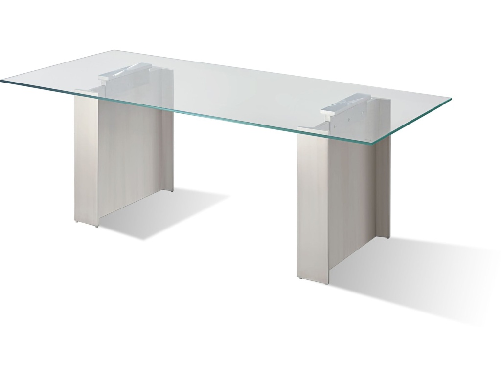 Omnia 104 inch Rectangular Dining Table Ultra Clear Glass and brushed Stainless Steel - image 4