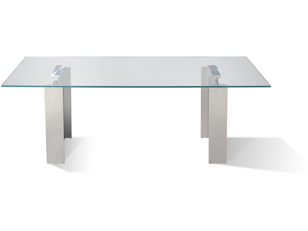 Omnia 104 inch Rectangular Dining Table Ultra Clear Glass and brushed Stainless Steel - image 5