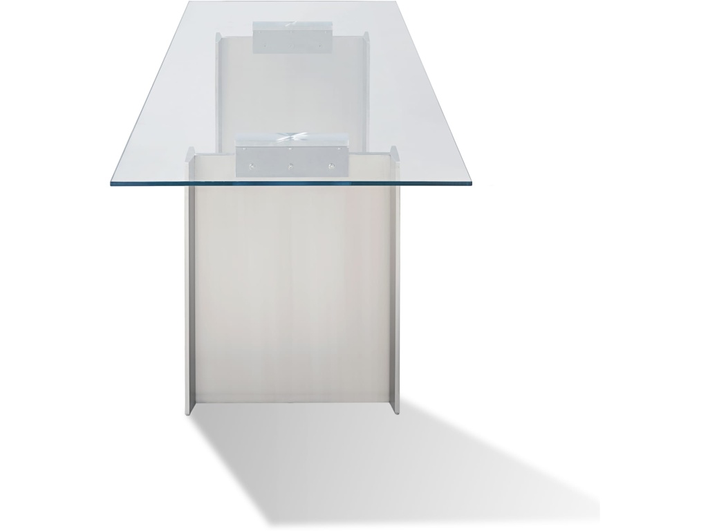 Omnia 104 inch Rectangular Dining Table Ultra Clear Glass and brushed Stainless Steel - image 6